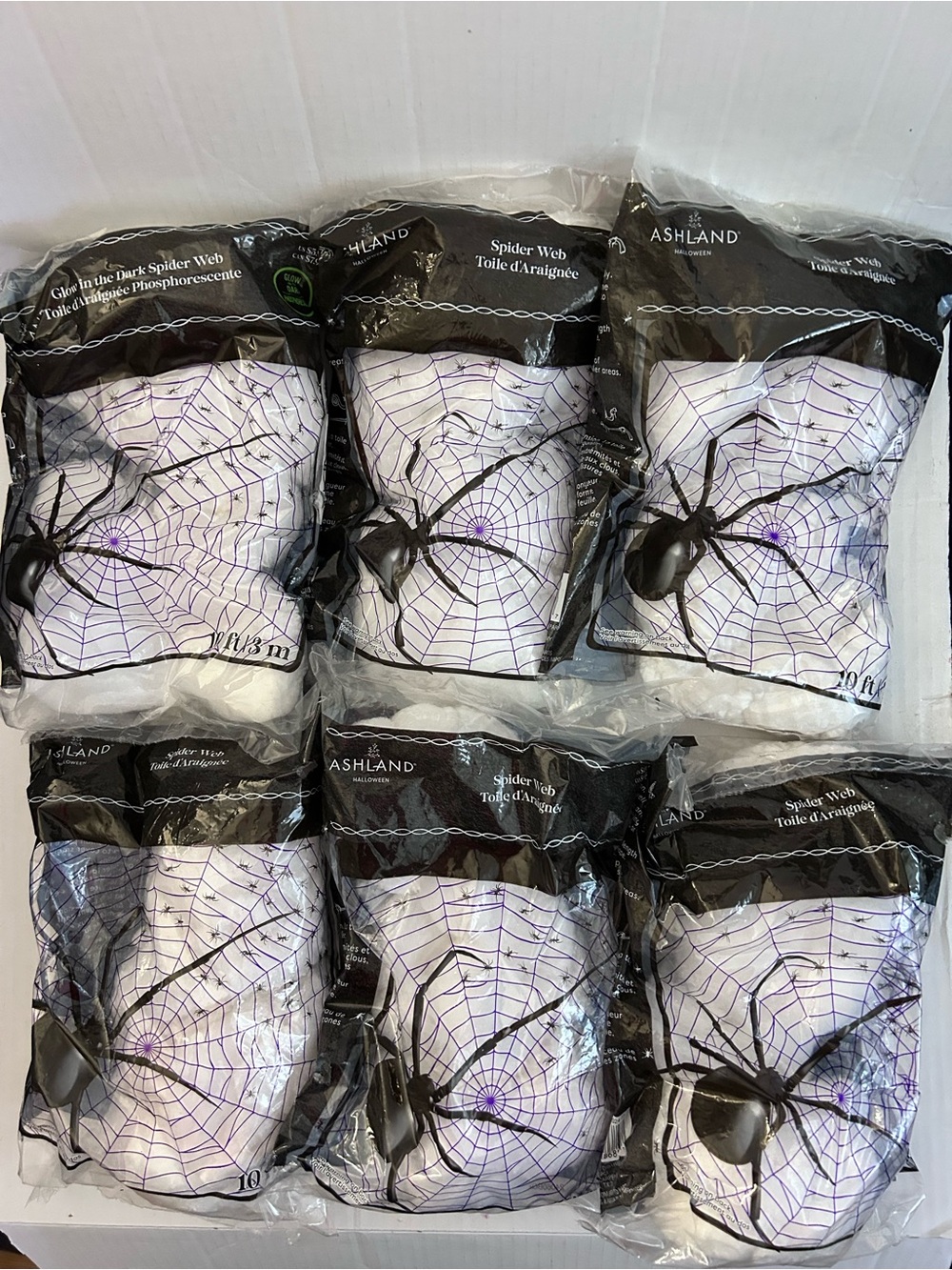 Bundle of 6 Ashland White Spider Web (3 m/10 ft webbing) Halloween